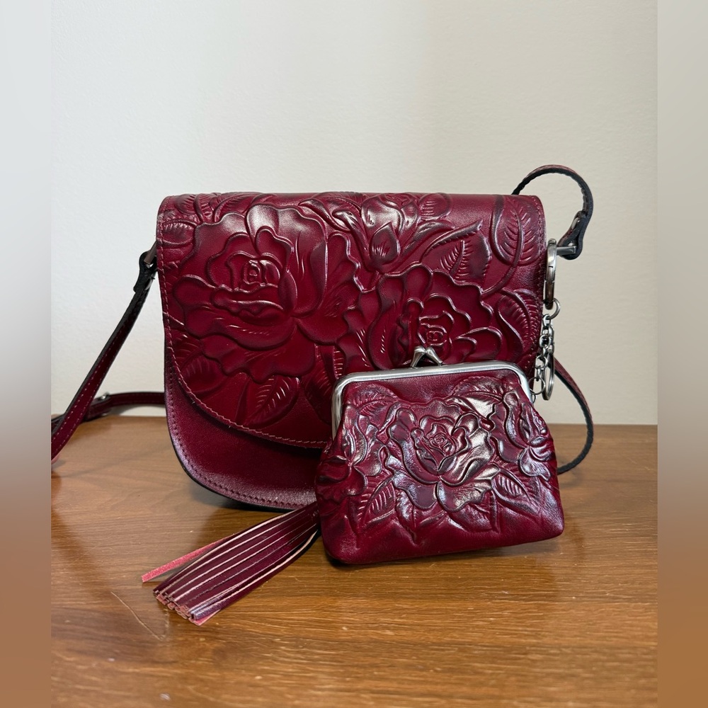 SOLD!! Patricia Nash Brinlee Crossbody & Framed Keyring Pouch (Rose Collection)